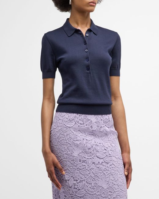 Carolina Herrera Short-Sleeve Knit Polo Shirt
