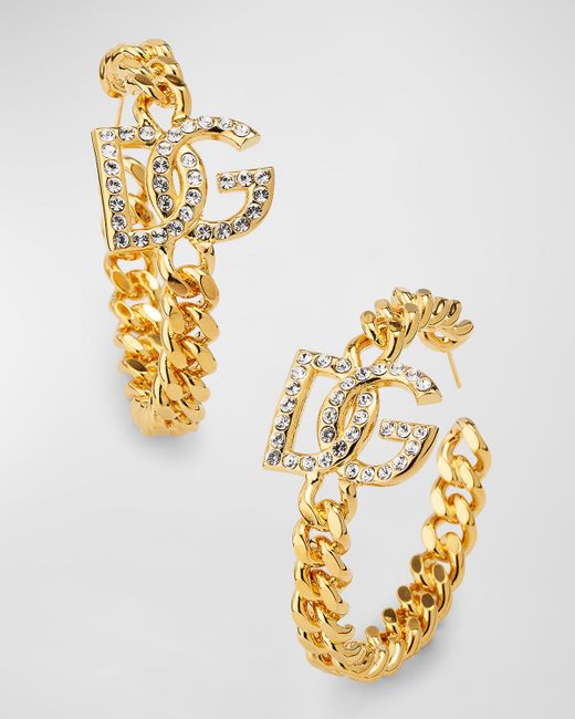 Dolce & Gabbana DG Logo Chain Hoop Earrings