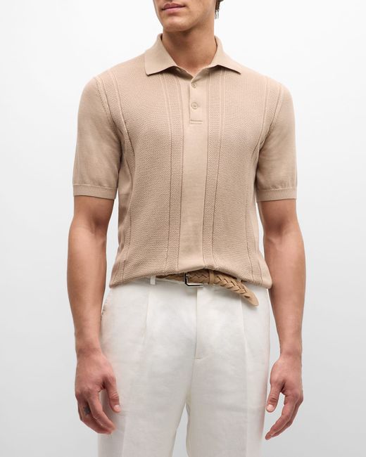 Brunello Cucinelli Ribbed Cotton Dress Polo Shirt