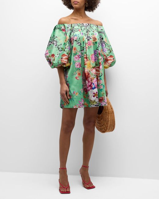 Camilla Off-Shoulder Puff-Sleeve Mini Dress