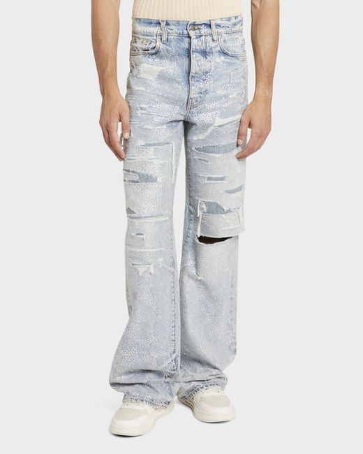 Amiri Crystal-Embellished Repaired Baggy Jeans
