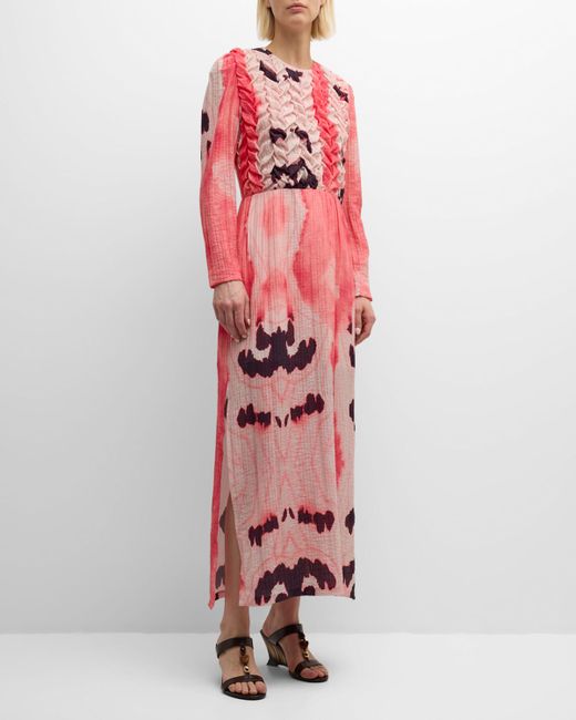Atelier 17.56 Paloma Smocked Abstract-Print Maxi Dress