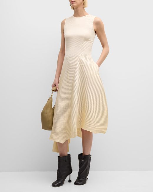 Loewe Pleated Sleeveless Asymmetric Midi Dress