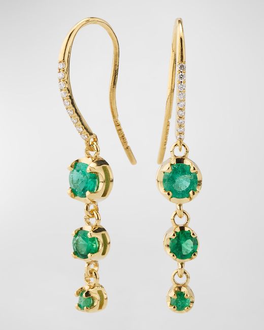 Jennifer Meyer 3 Graduated Illusion-Set Emerald Drop Earrings