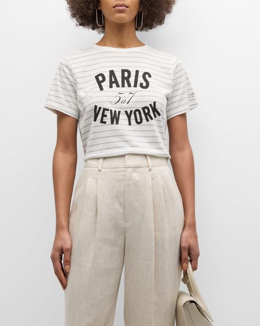 Cinq a Sept Paris New York Melange Stripe Short-Sleeve T-Shirt