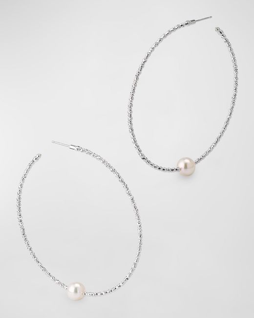 Pearls By Shari 18K Gold Large Pearl Hoop Earrings