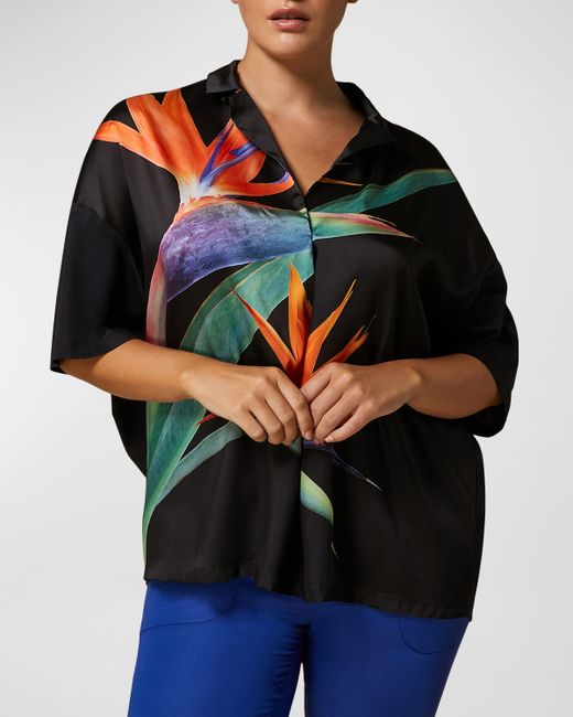 Marina Rinaldi Plus Teglia Floral-Print Jersey T-Shirt