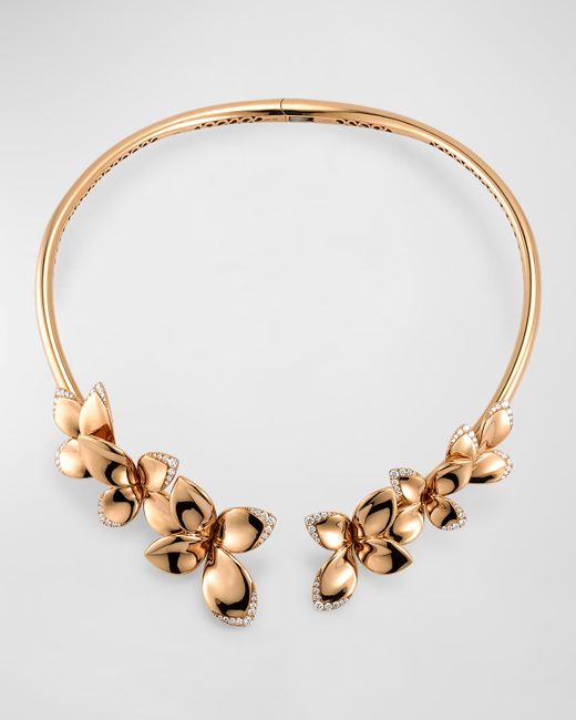 Pasquale Bruni 18k Rose Gold Diamond Flower Necklace