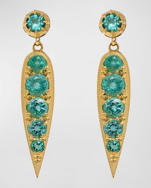 Jenna Blake Drop Emerald Earrings Gold Frame