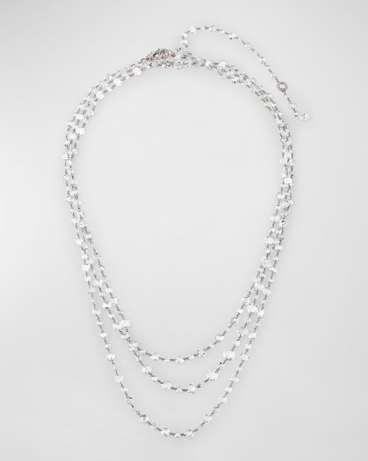 64 Facets Platinum Brilliant and Rose Cut Diamond Long Necklace 64L