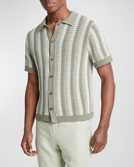 Vince Crochet Stripe Button-Down Shirt