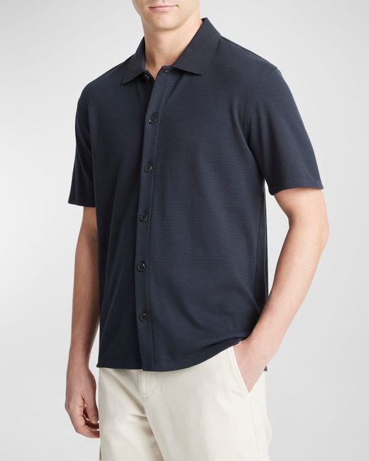 Vince Variegated Jacquard Short-Sleeve Shirt