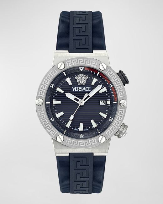 Versace Greca Logo Polyurethane-Strap Watch 43mm