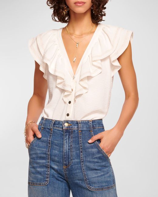 Ramy Brook Lettie Ruffle Button-Front Blouse