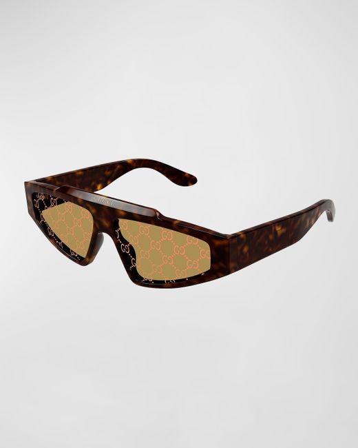 Gucci Acetate Rectangle Sunglasses with GG Lens