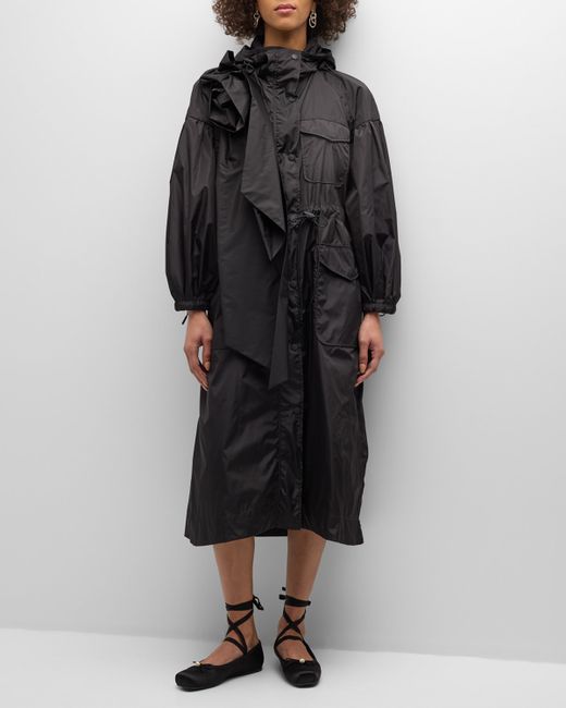 Simone Rocha Hooded Parka Jacket with Pressed Rose Detail