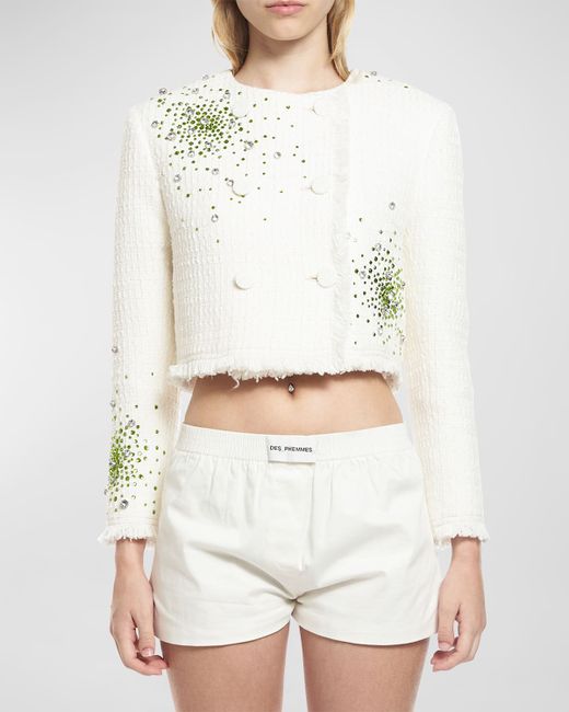Des Phemmes Embroidered Boucle Cropped Jacket