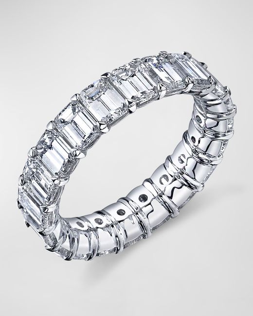 NM Diamond Collection Platinum Emerald-Cut Diamond Buttercup Eternity Ring 6