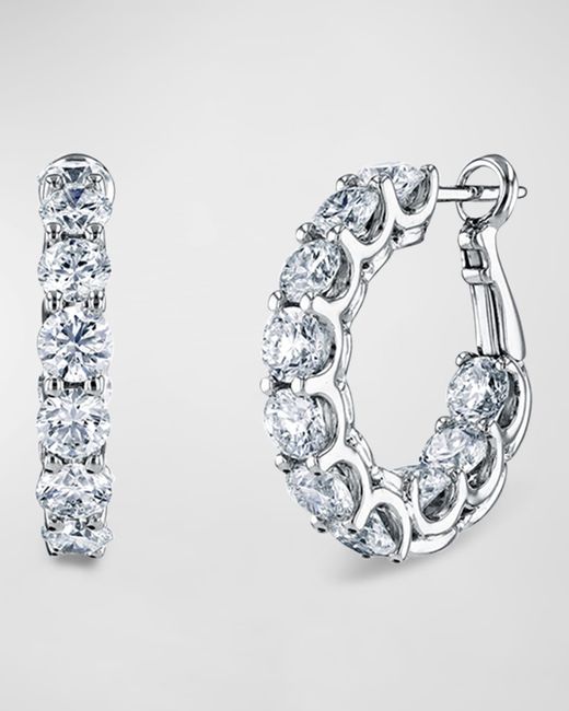NM Diamond Collection 18k Gold Diamond Hoop Earrings