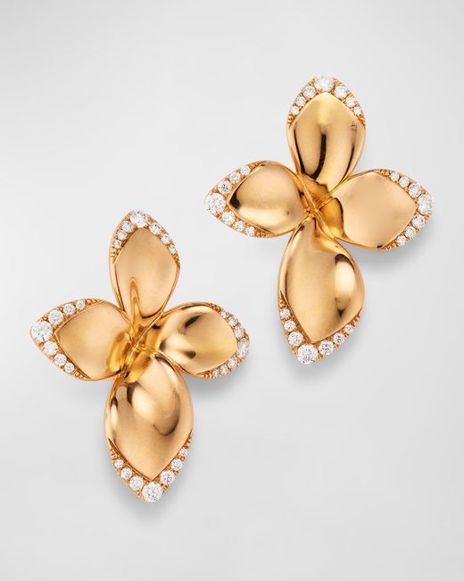 Pasquale Bruni Giardini Segreti 18k Rose Gold Diamond Flower Earrings