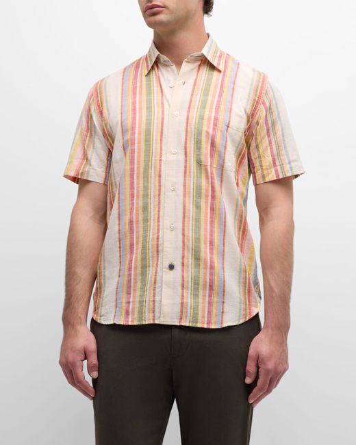 Original Madras Trading Co. Lax Striped Short-Sleeve Button-Front Shirt