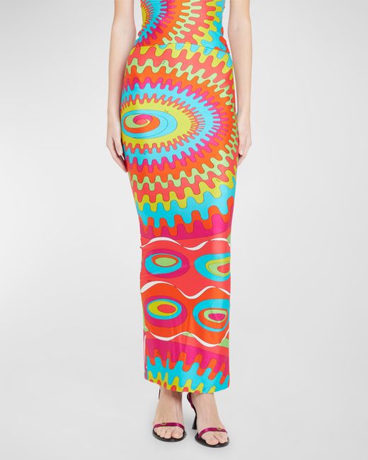 Emilio Pucci Abstract-Print Zip-Hem Maxi Skirt