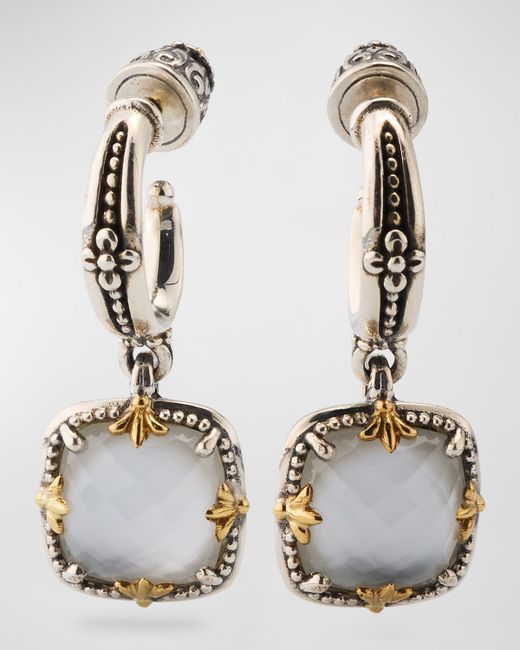 Konstantino Gen K 2 Sterling and 18K Gold Mother-of-Pearl/Rock Crystal Earrings