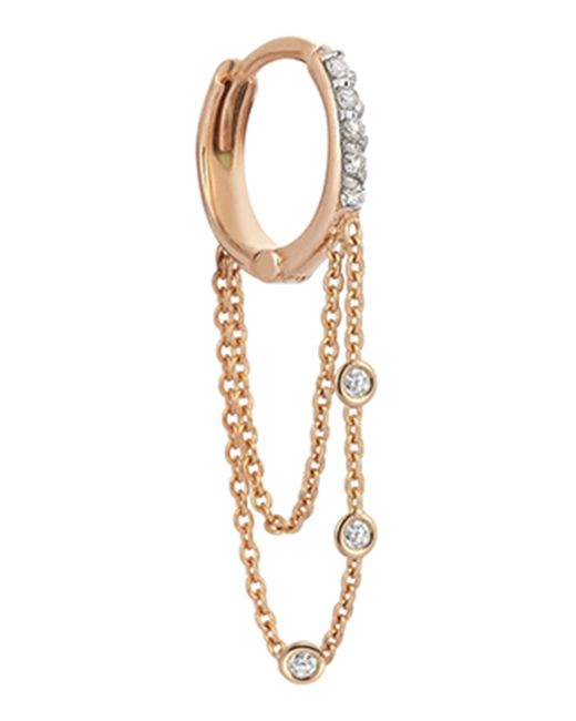 Kismet by Milka Colors 14K Rose Gold Triple-Chain Hoop Earring with Champagne Diamonds