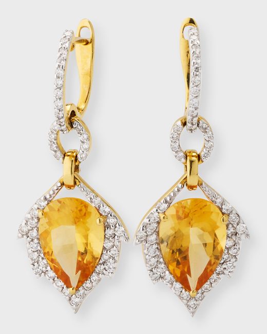 Piranesi 18K Gold Citrine and Diamond Drop Earrings