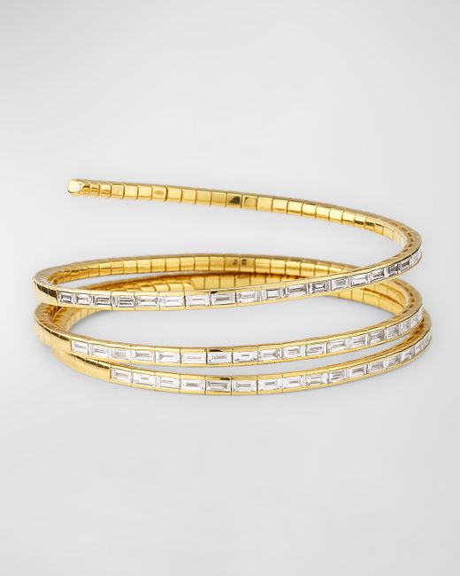 Rahaminov Diamonds 18K Gold 3-Coil Baguette Diamond Wrap Bracelet