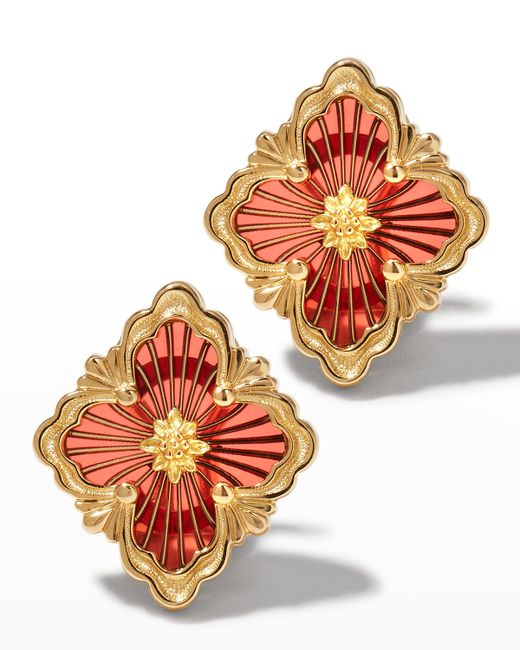 Buccellati Opera Tulle 18K Gold Enamel Earrings