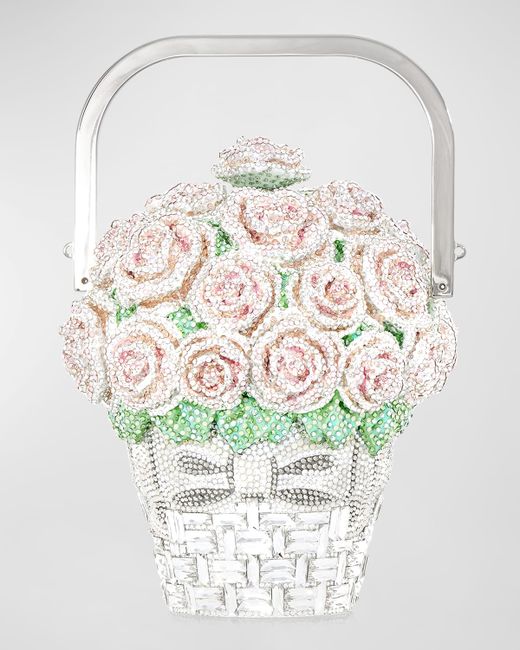 Judith Leiber Couture Basket of Roses Blush Bouquet Top-Handle Bag