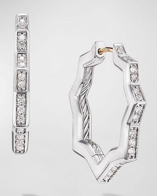 David Yurman Stax Hoop Earrings with Diamonds 2.6mm