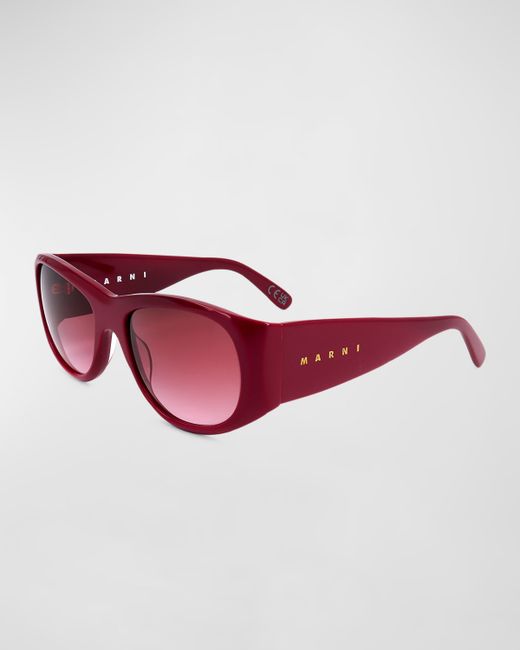 Marni Logo Acetate Wrap Sunglasses