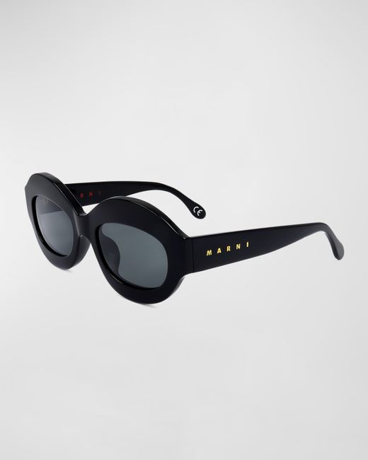 Marni Logo Acetate Oval Sunglasses