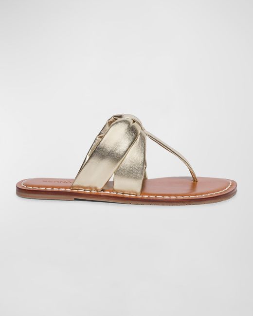 Bernardo Metallic Flat Thong Slide Sandals
