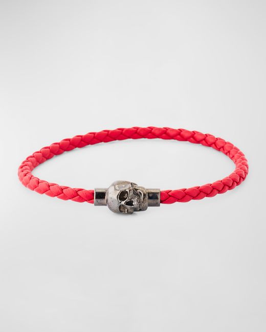 Alexander McQueen Braided Leather Skull Cord Bracelet
