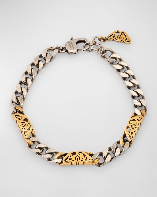 Alexander McQueen Two-Tone Seal Logo Chain Bracelet