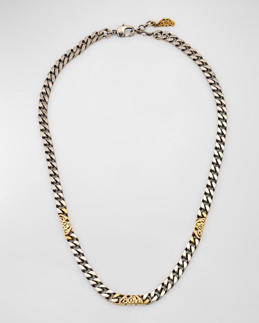Alexander McQueen Two-Tone Seal Logo Chain Necklace