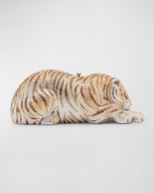 Judith Leiber Couture Wildcat Golden Cub Crystal Clutch Bag