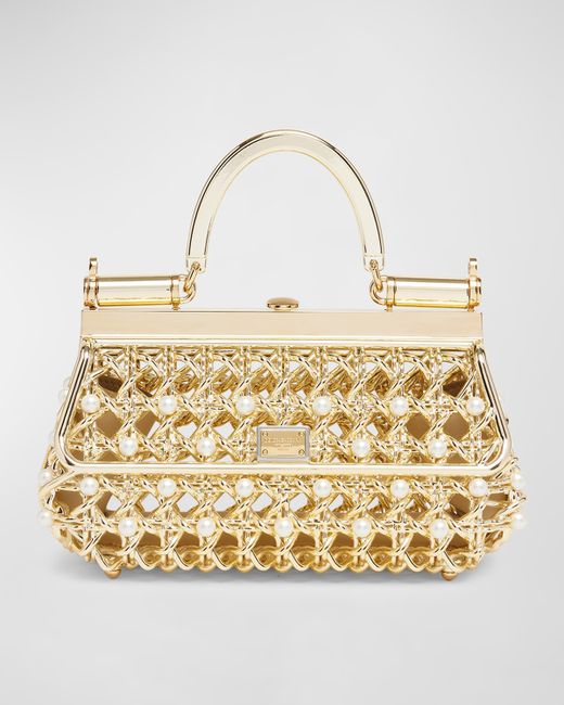 Dolce & Gabbana Sicily Small Metal Embellished Top-Handle Bag