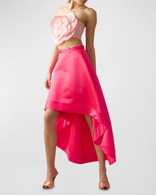 Cynthia Rowley High-Low A-Line Satin Maxi Skirt