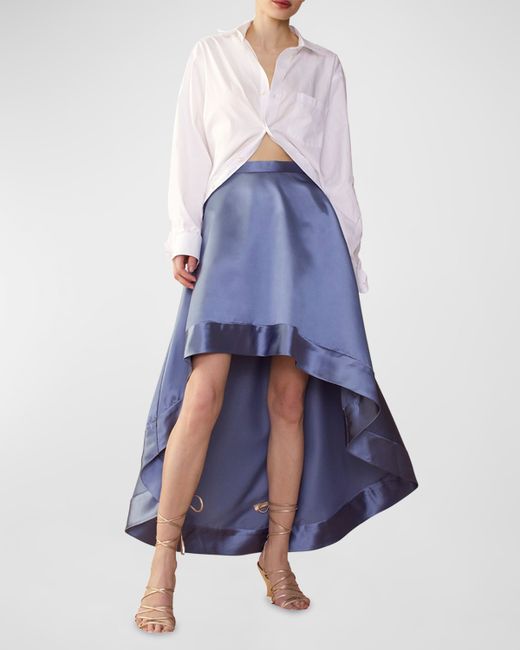 Cynthia Rowley High-Low A-Line Satin Maxi Skirt