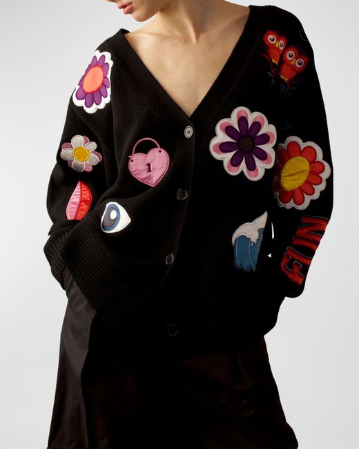 Cynthia Rowley Oversized Button-Down Patch Cardigan