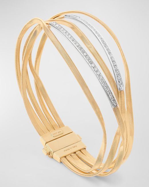 Marco Bicego 18K Gold Marrakech 5 Strand Coil Bangle with Diamonds