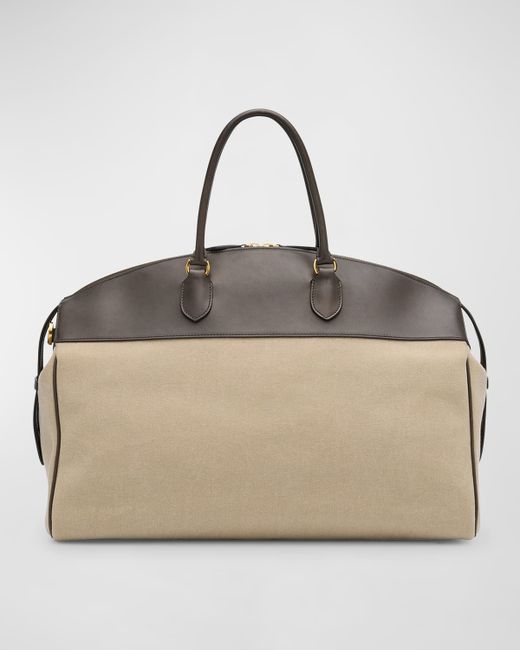 The Row George Top-Handle Bag Canvas and Leather
