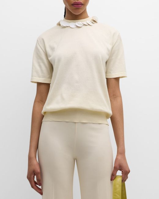 Jil Sander Knit T-Shirt with Sequined Collar