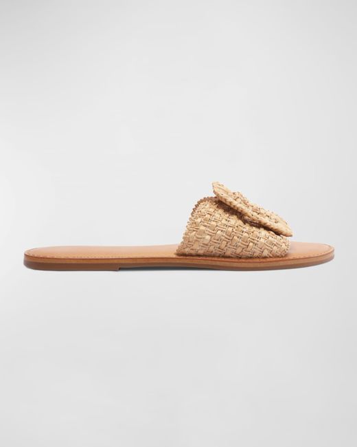 Schutz Cinna Woven Buckle Flat Slide Sandals