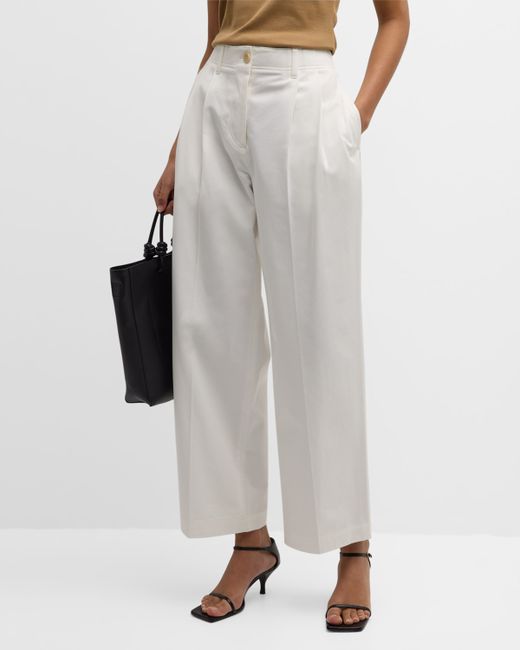 Totême Mid-Rise Pleated Relaxed Wide-Leg Twill Trousers