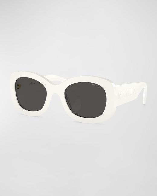Prada Oversized Logo Acetate Plastic Oval Sunglasses